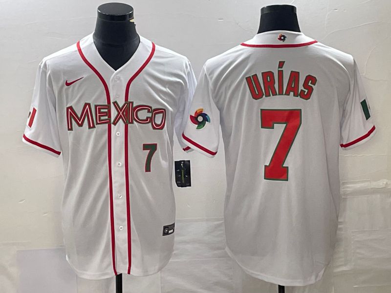 Men 2023 World Cub Mexico #7 Urias White red Nike MLB Jersey7->more jerseys->MLB Jersey